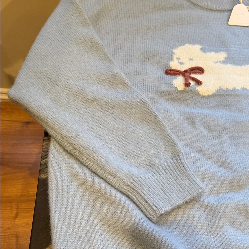 Aelfric Eden Blue Sweater with White Dog Design - Picture 6 of 11